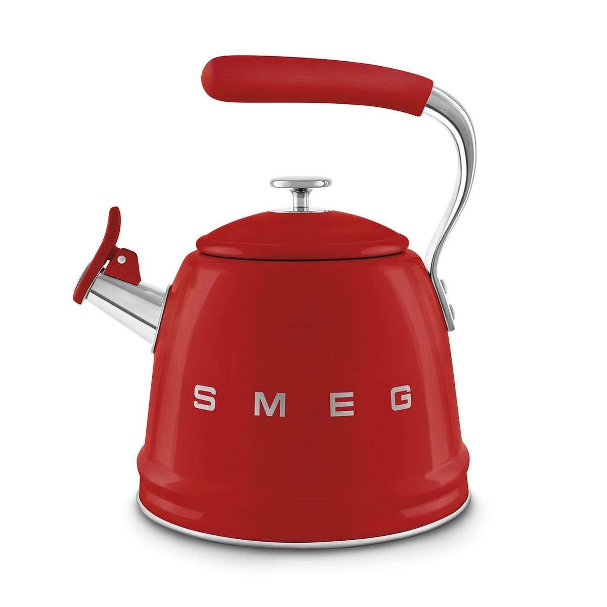 Traditional Stove Top Whistling Kettle, Red, 2.3-L