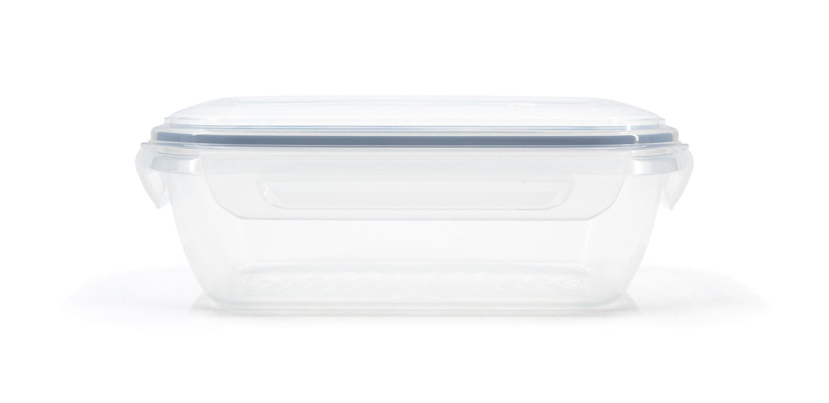 Clear Rectangular Clear Food Storage Container with Leakproof Lid, Nestable, 1.3-L