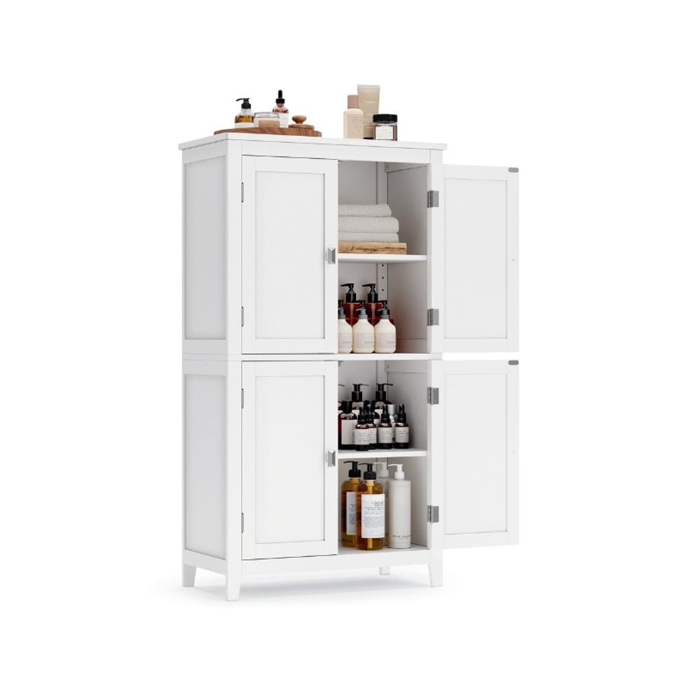 Home 4-Door White Storage Cabinet with Adjustable Shelves