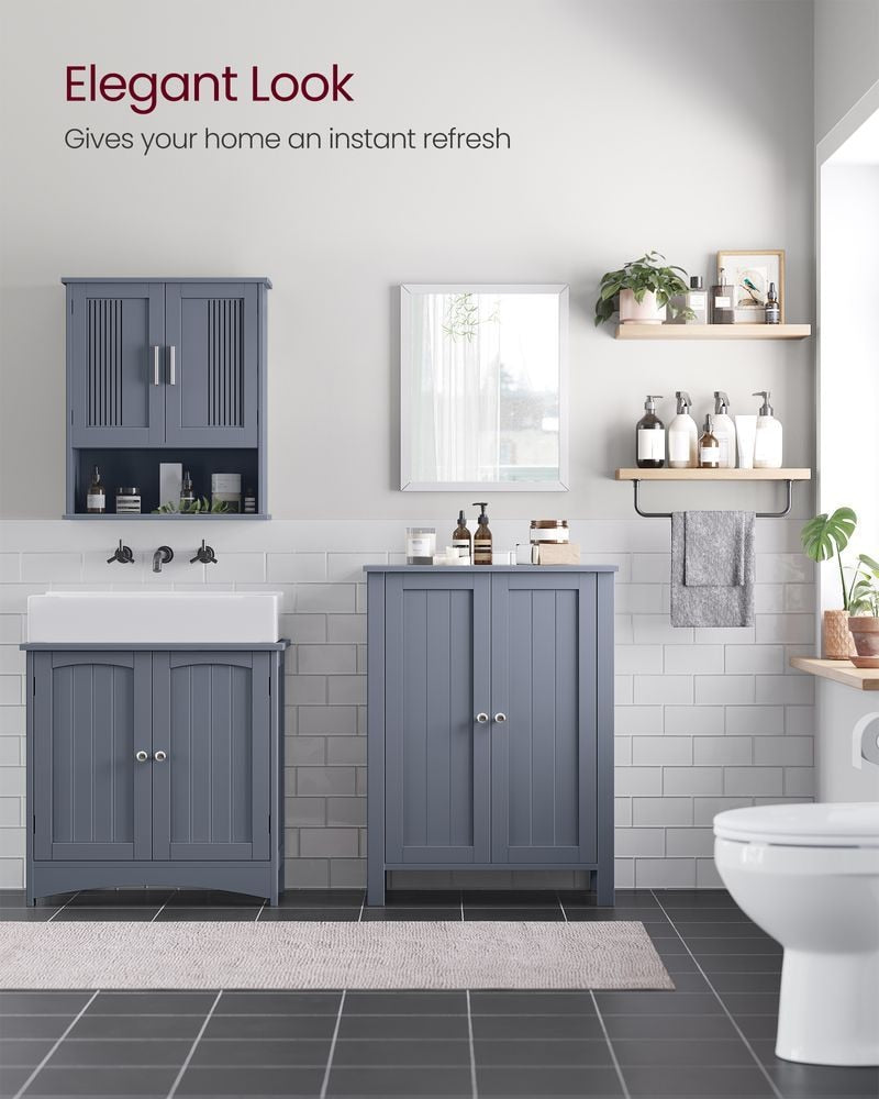 Home Dove Grey Floor Cabinet with 2 Adjustable Shelves