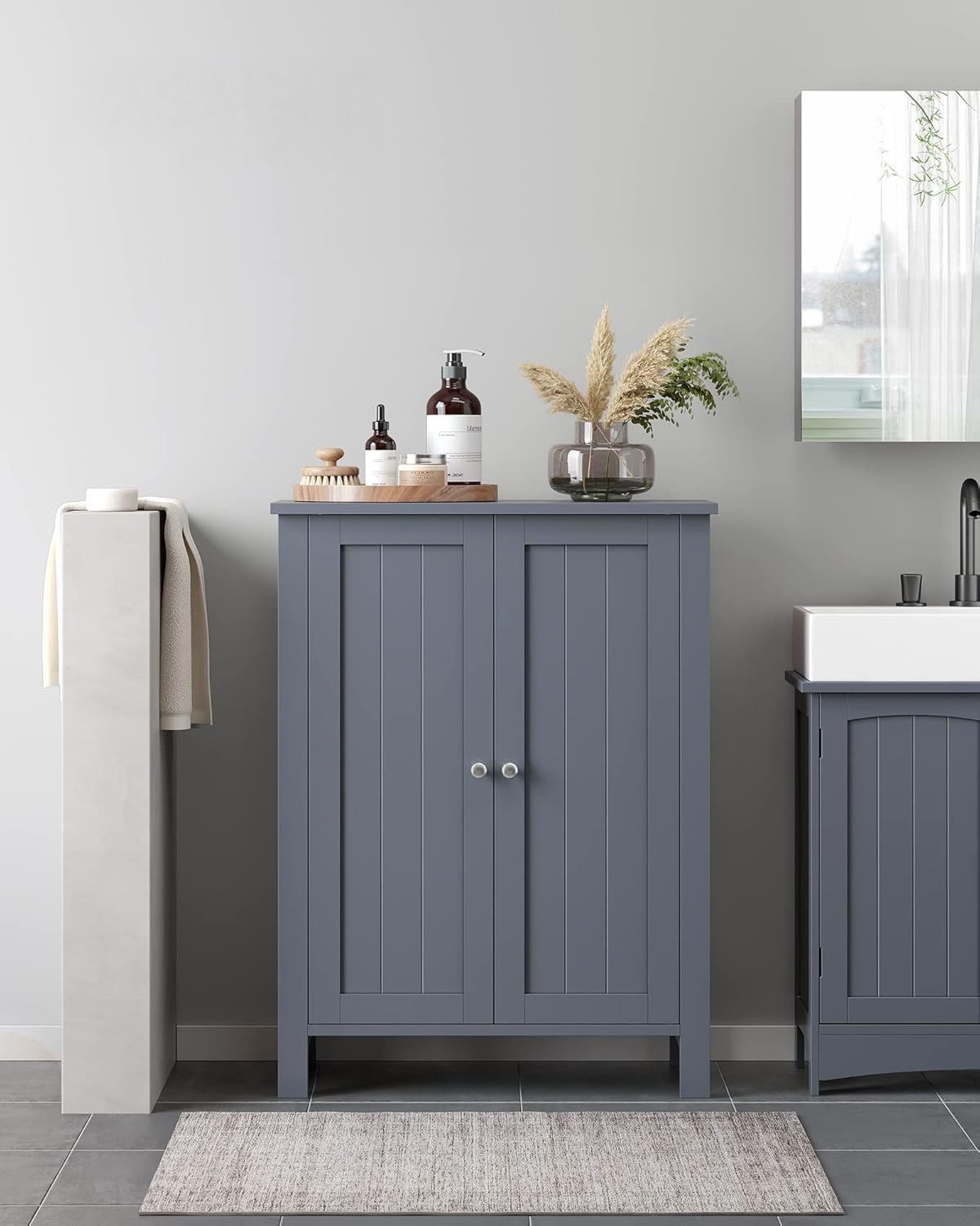 Home Dove Grey Floor Cabinet with 2 Adjustable Shelves