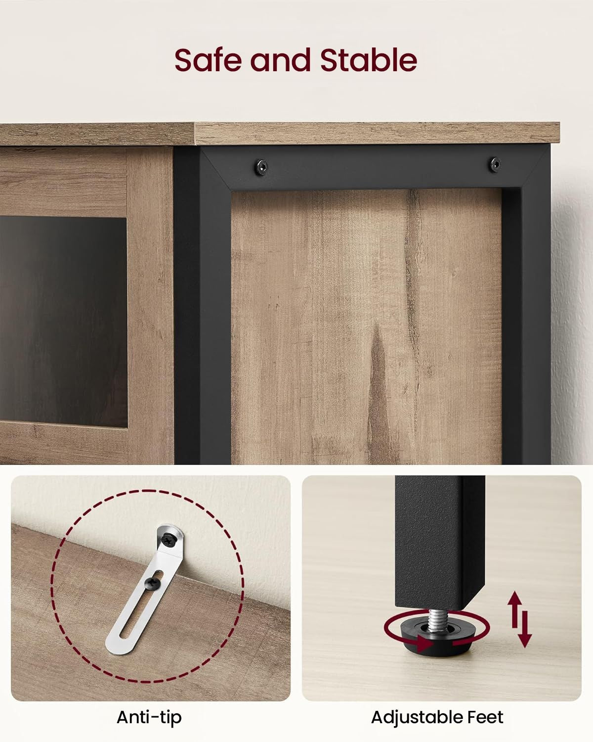 Home Industrial Camel Brown/Black Buffet Cabinet