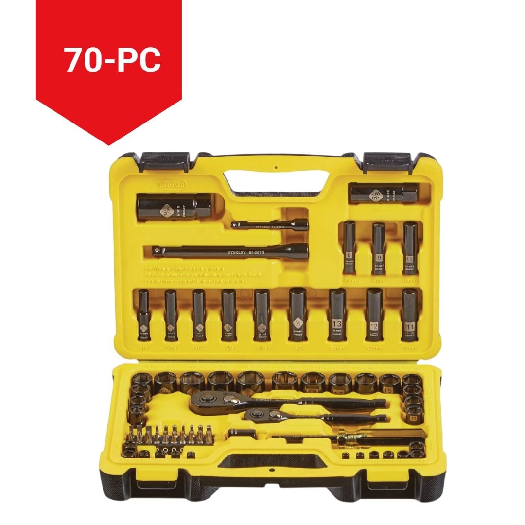 Professional Grade Black Chrome Socket Set, 70-pc, SAE/Metric