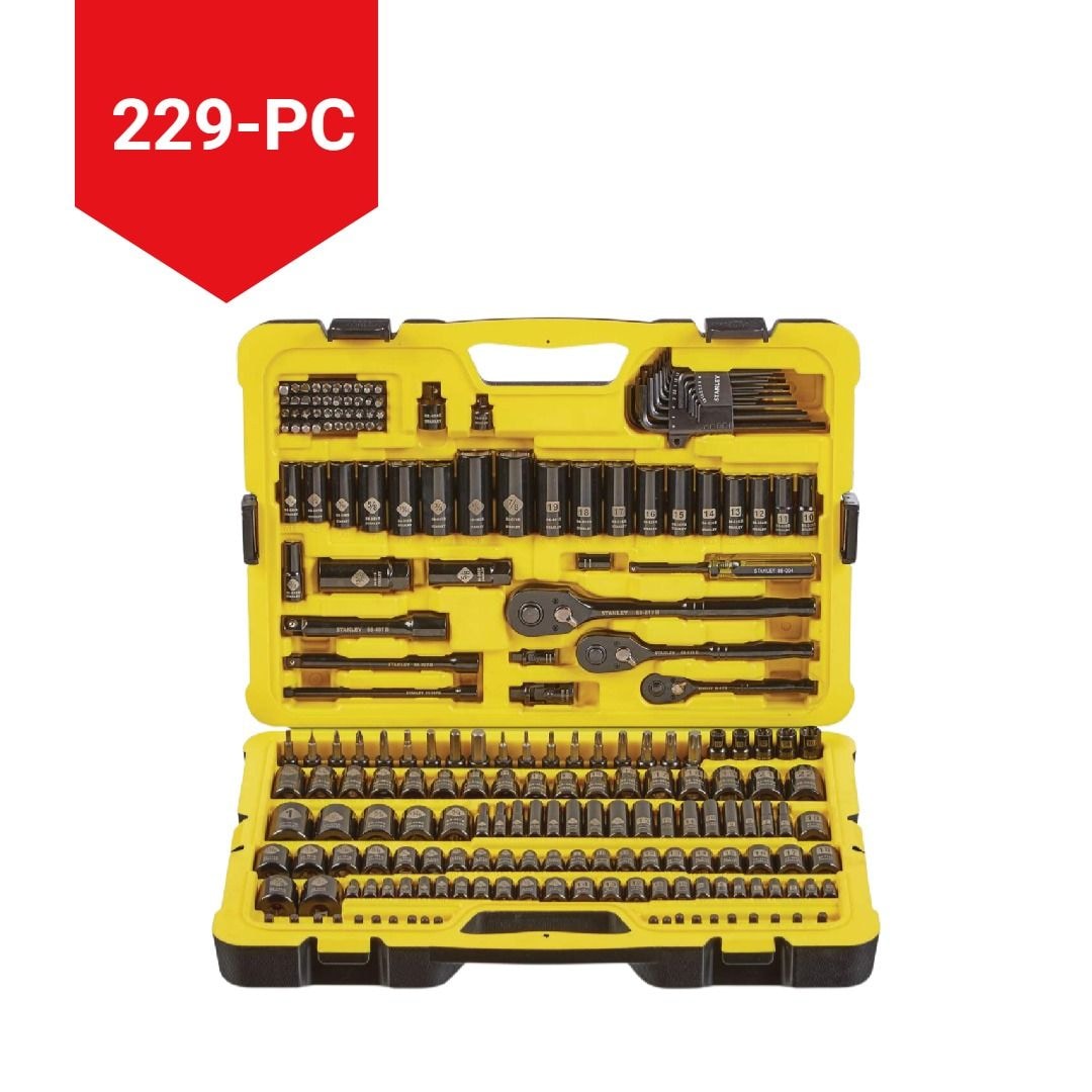 Professional Grade Black Chrome Socket Set, SAE/Metric, 230-pc