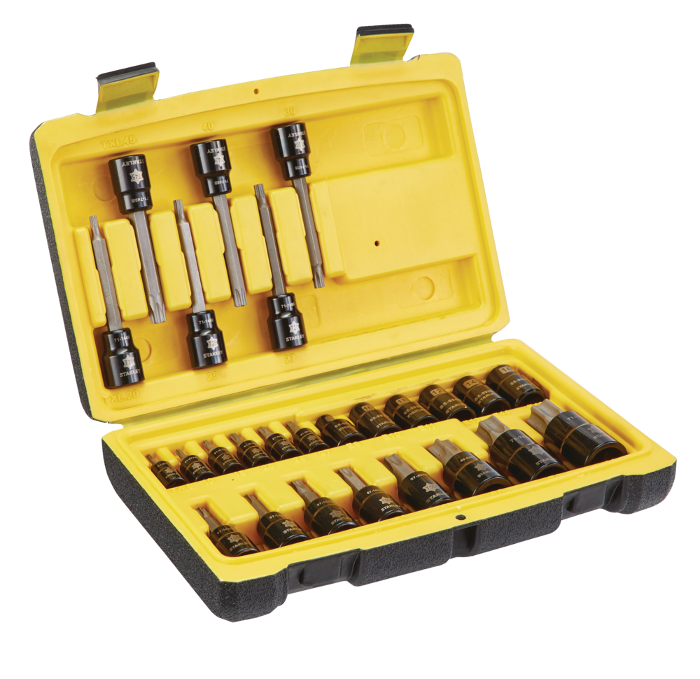Professional Grade Black Chrome Star-drive Bit Socket Set, 26-pc, SAE/Metric