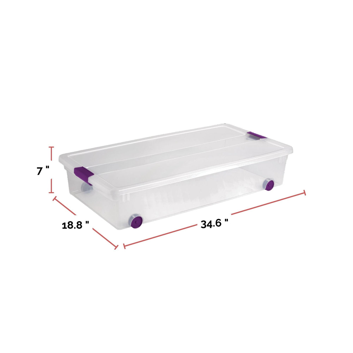 ClearView Latch Wheeled Underbed Storage Box, 57-L
