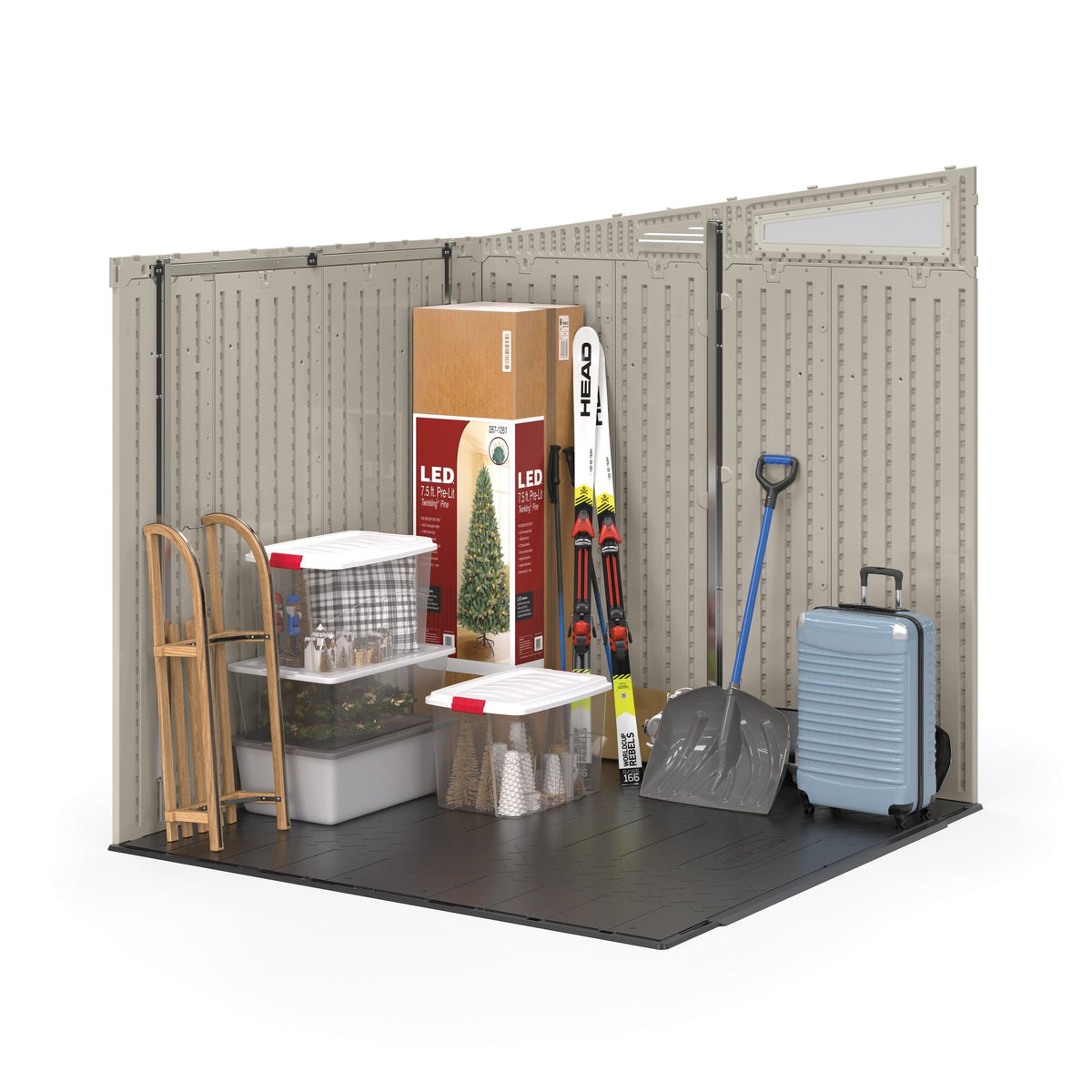 Modernist 7x7-ft Vanilla/Dove Grey Storage Shed
