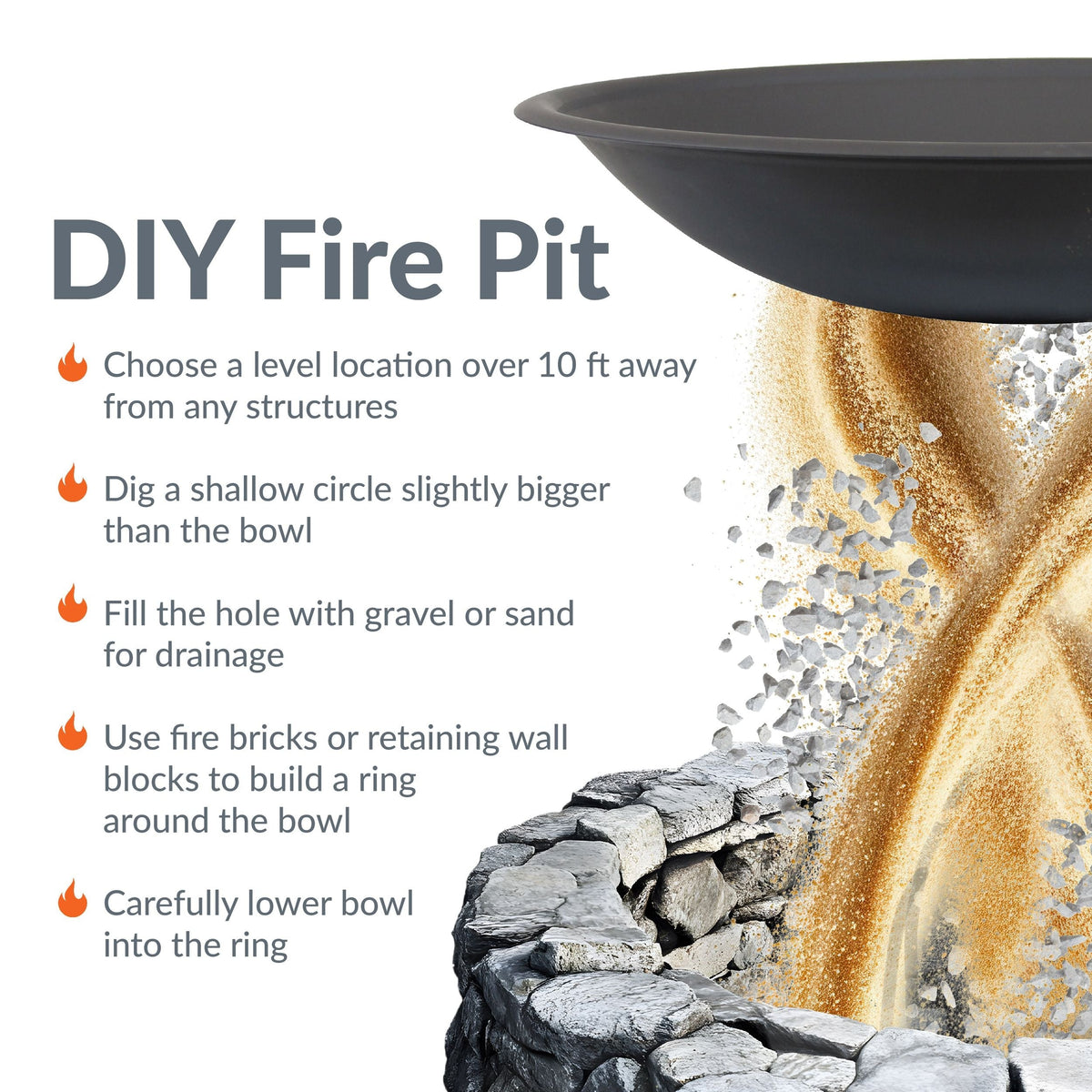 Decor Replacement Fire Pit Bowl, Black, 32-in