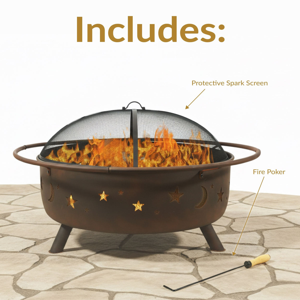 Décor Steel Cosmic Fire Pit, Extra-Large, 42-in