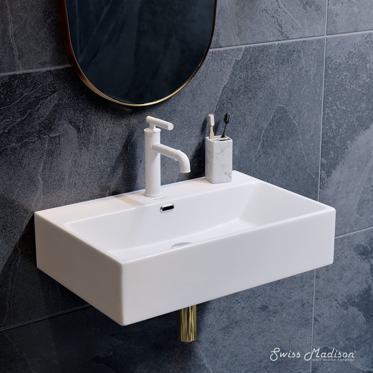 Claire Rectangle Wall-Mount Bathroom Sink, 24-in