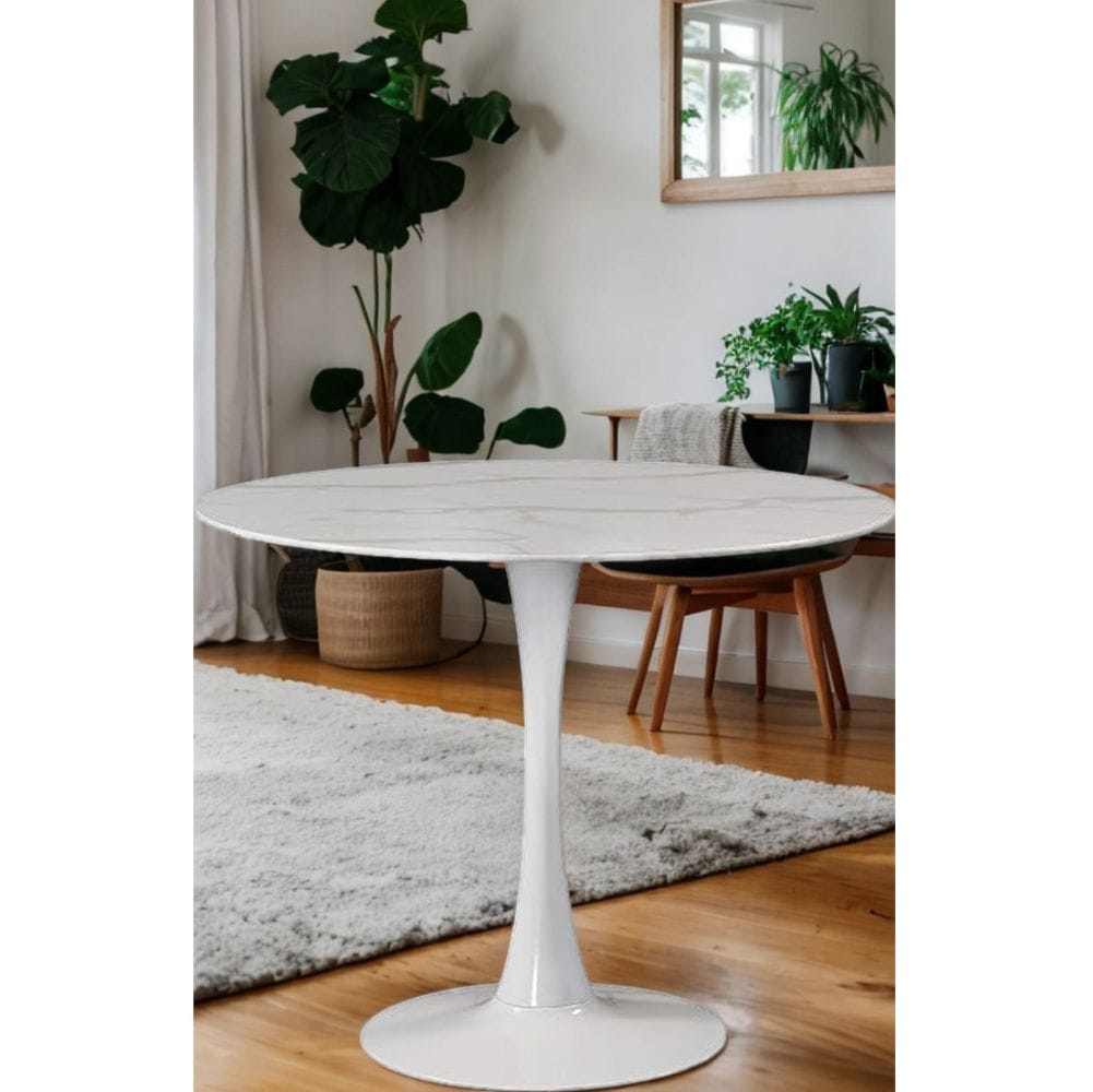 Leo Faux Marble Dining Table Tulip Base