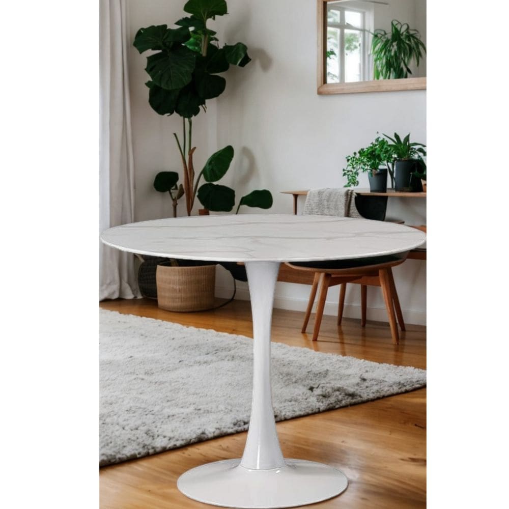 Leo Faux Marble Dining Table Tulip Base