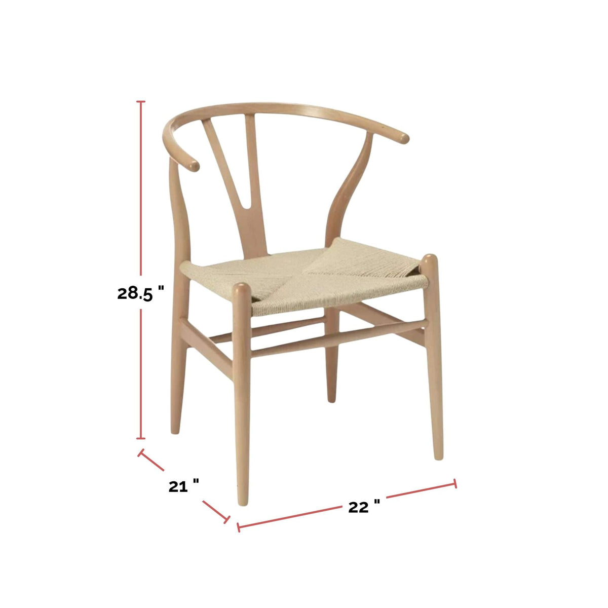 Wishbone Wood Dining Chair with Woven Seat, Natural