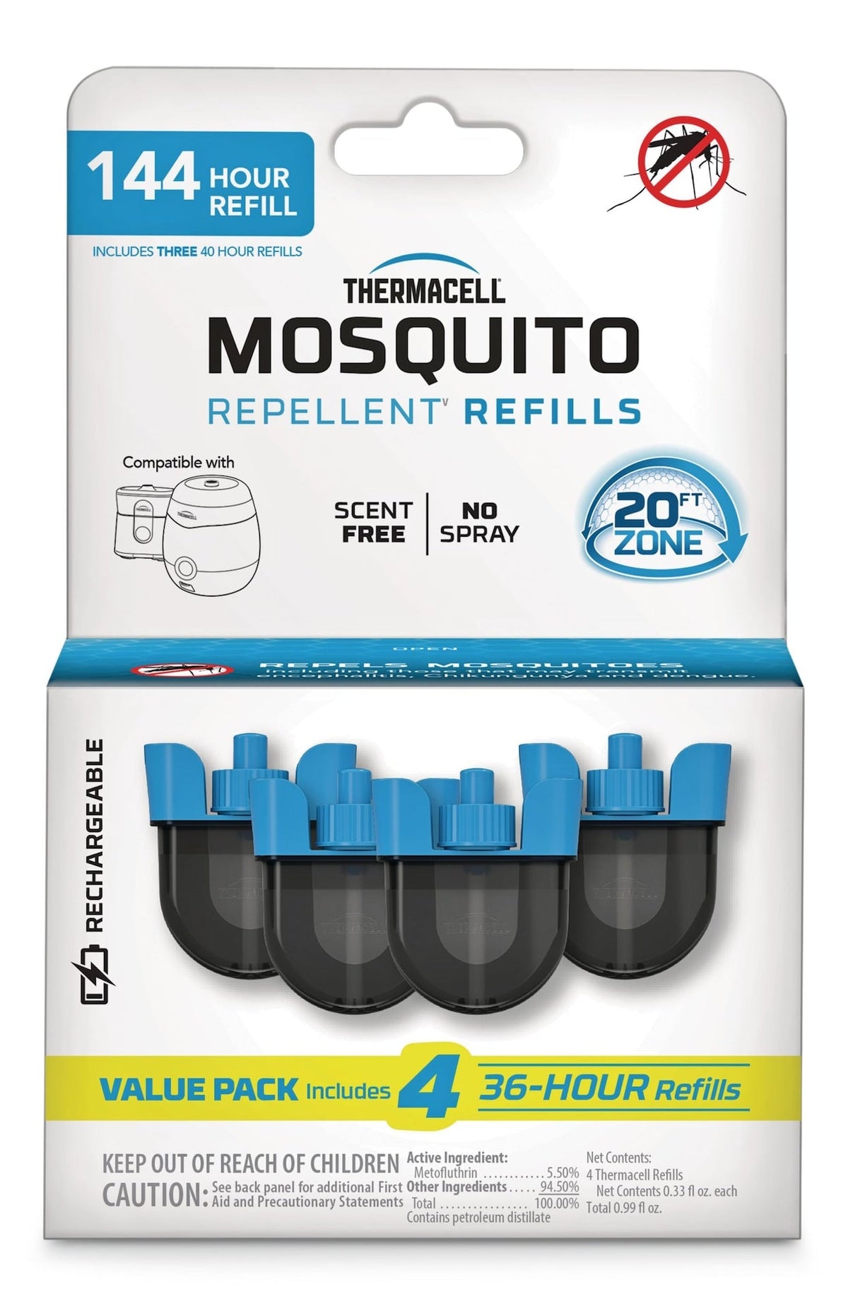 E-ZoneGuard Rechargeable Mosquito Repellent Refill 144-Hour Pack