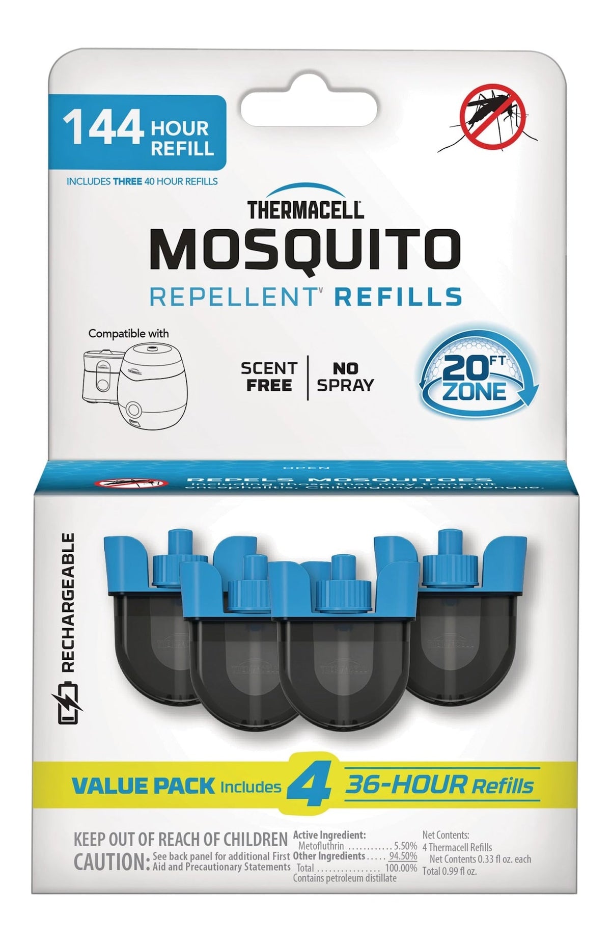 E-ZoneGuard Rechargeable Mosquito Repellent Refill 144-Hour Pack