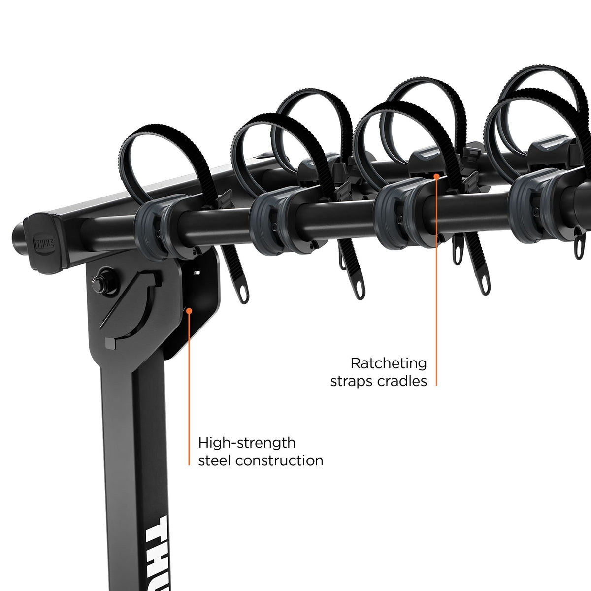 Trailway 4-Bike Hitch Mount Bike Rack, Fits 1-1/4, 2-in Receiver, Black