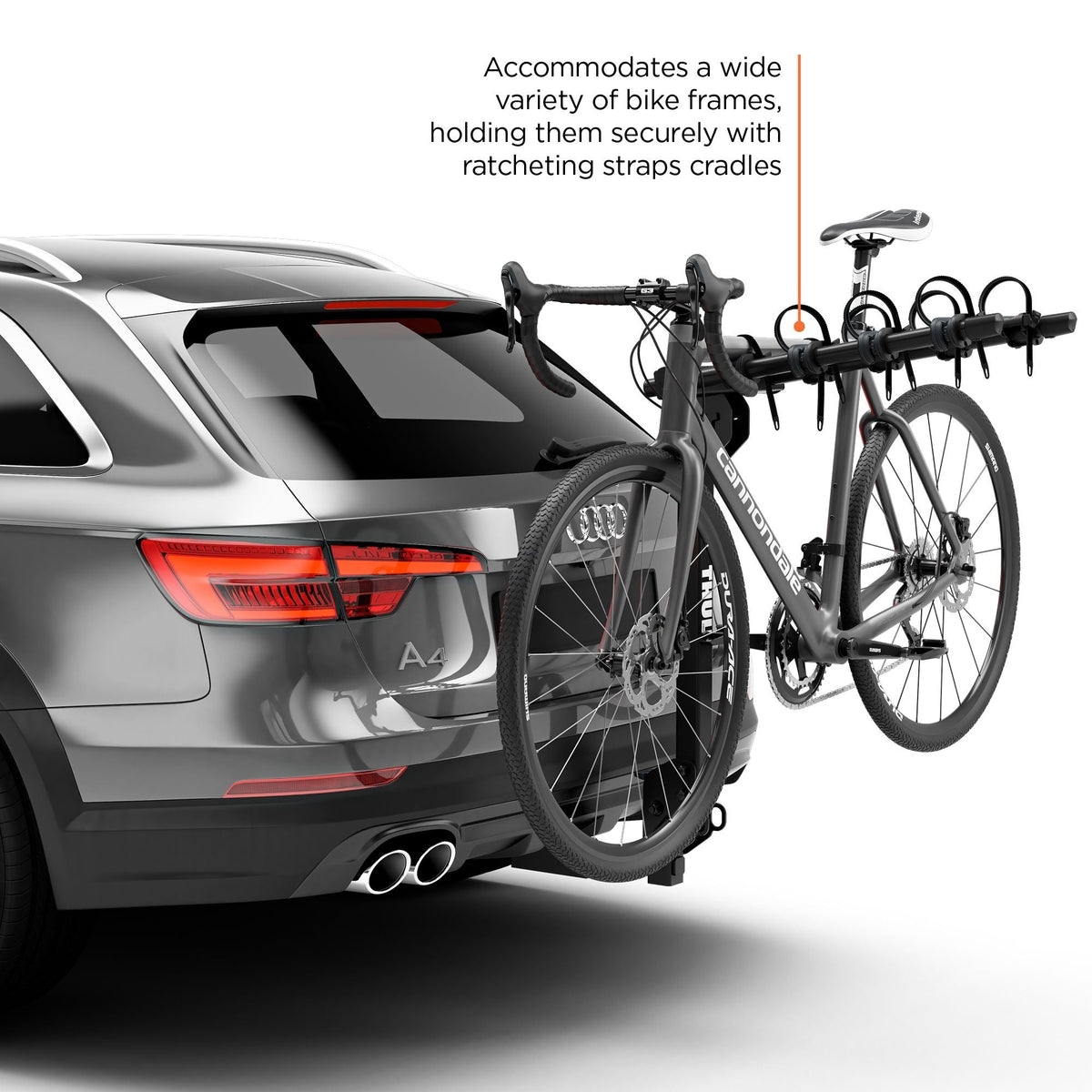 Trailway 4-Bike Hitch Mount Bike Rack, Fits 1-1/4, 2-in Receiver, Black