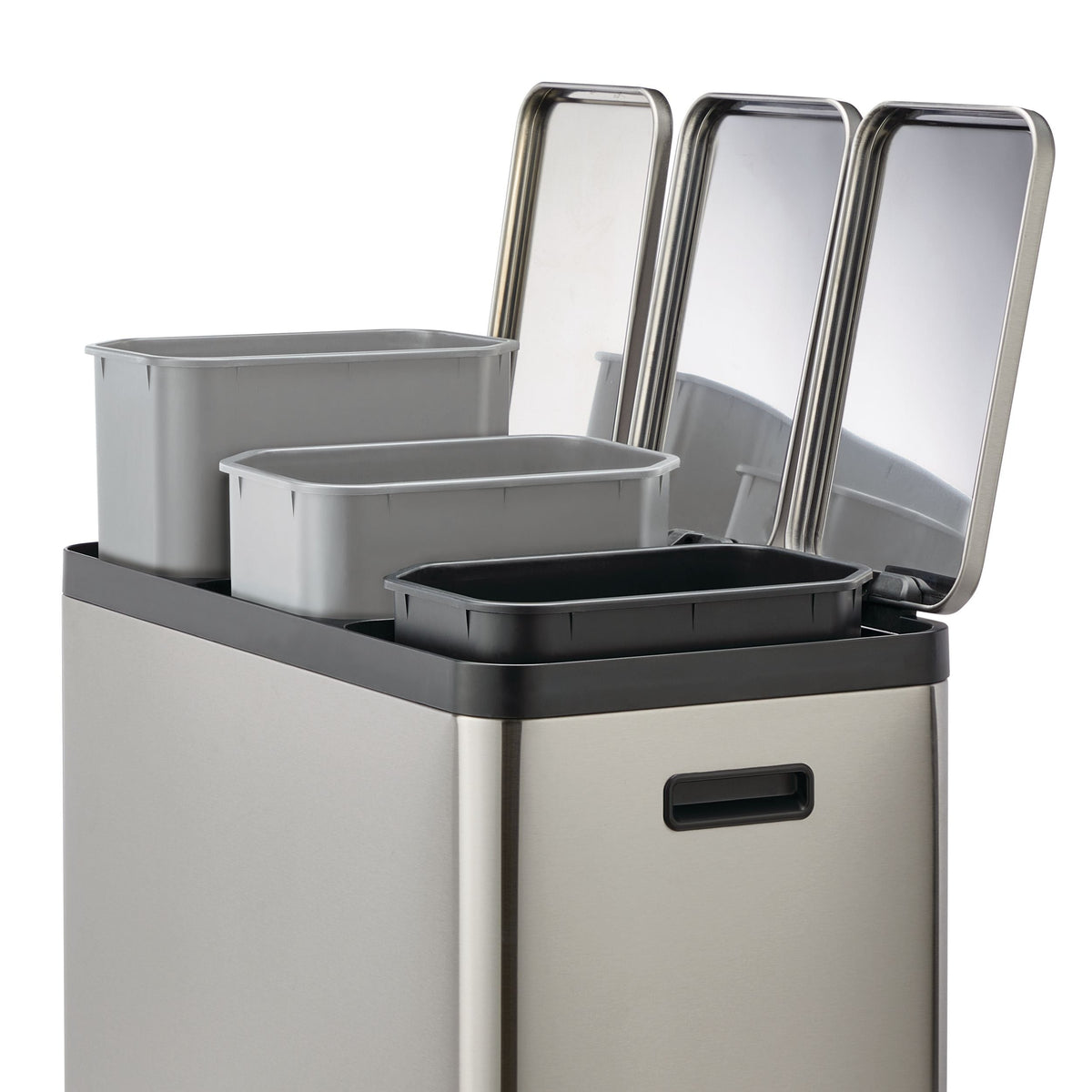 type A Tri-Sorter Stainless Steel Garbage Can, 3 x 20-L