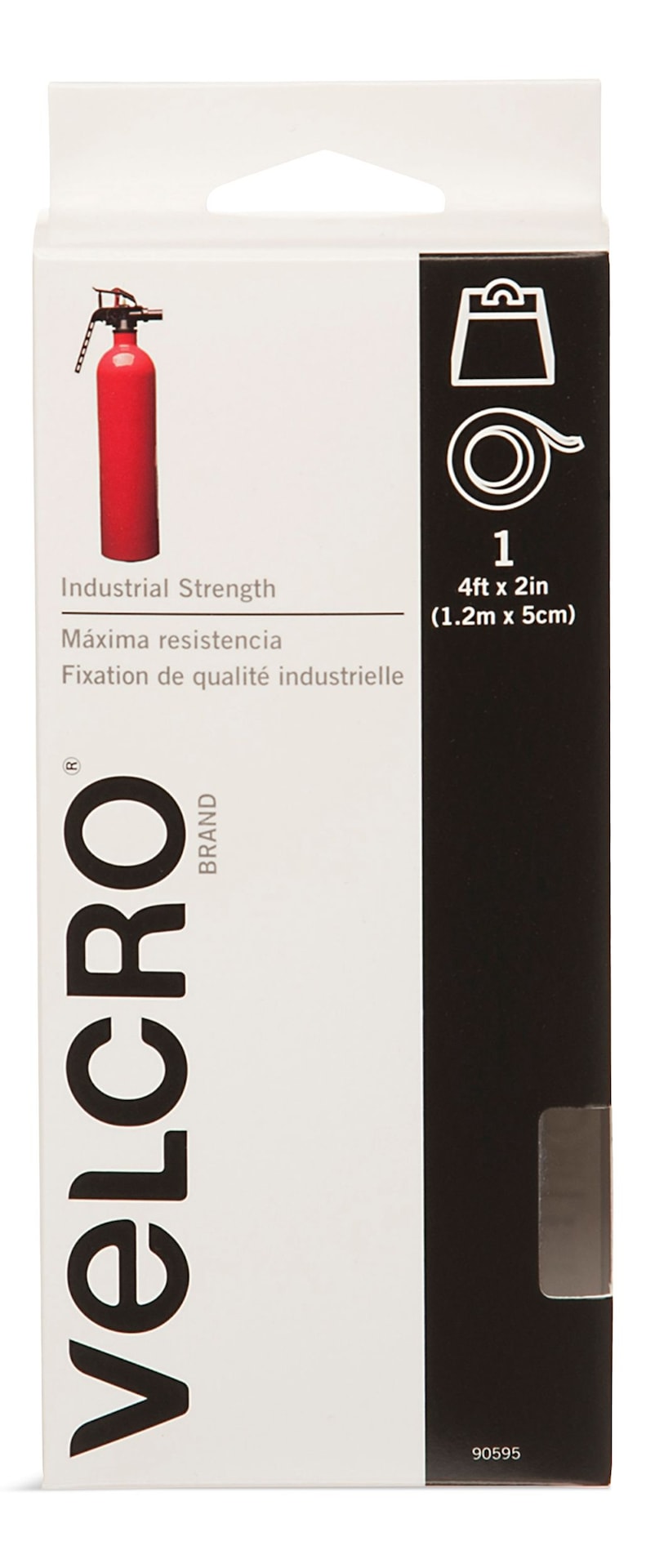 Hook-and-loop Industrial Strength Tape, White, 4-ft x 2-in, 1-pk