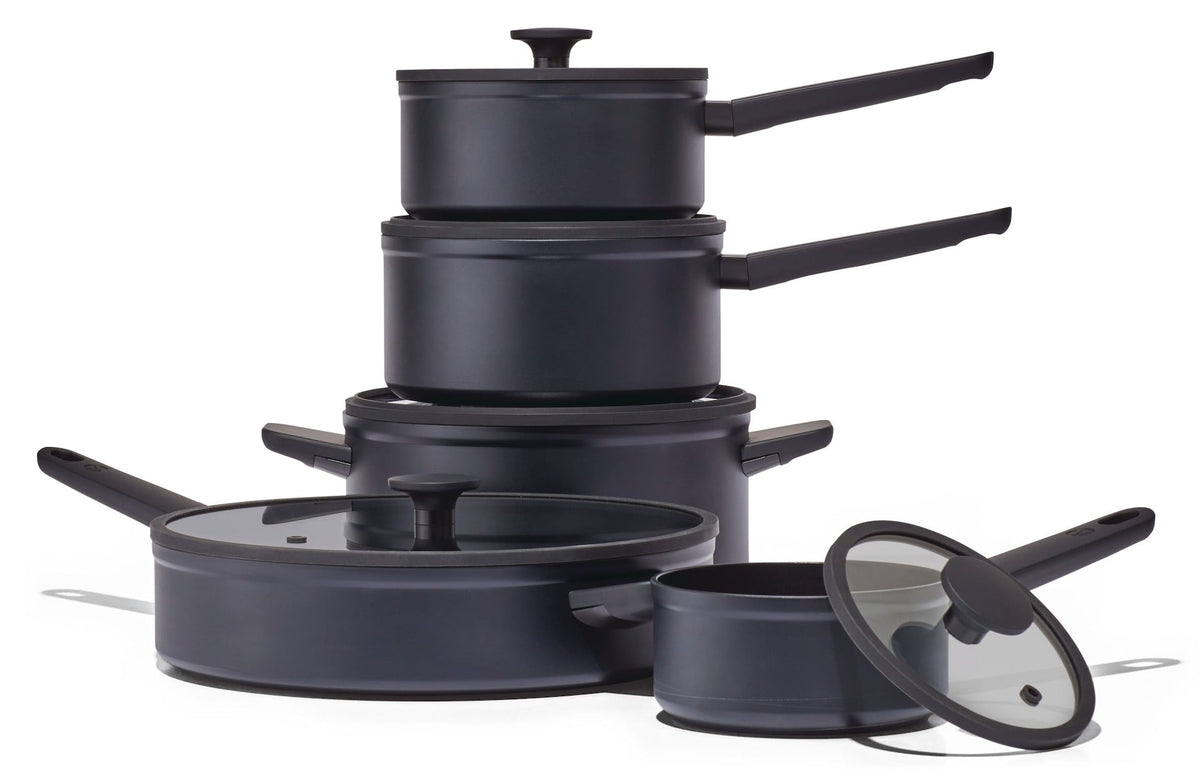 10-Piece Non-Stick Cookware Set, Black, Non-Stick Cookset, Blue, 8-pc, Aluminum Non-Stick Frypan,...