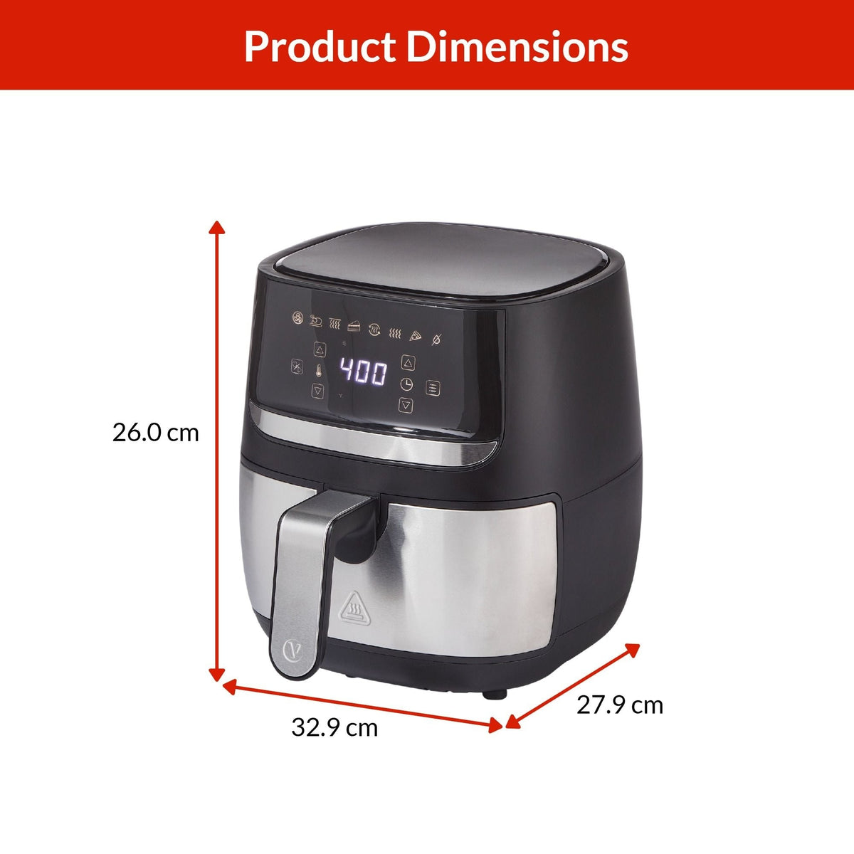 Stainless Steel Non-Stick Air Fryer, 4-qt