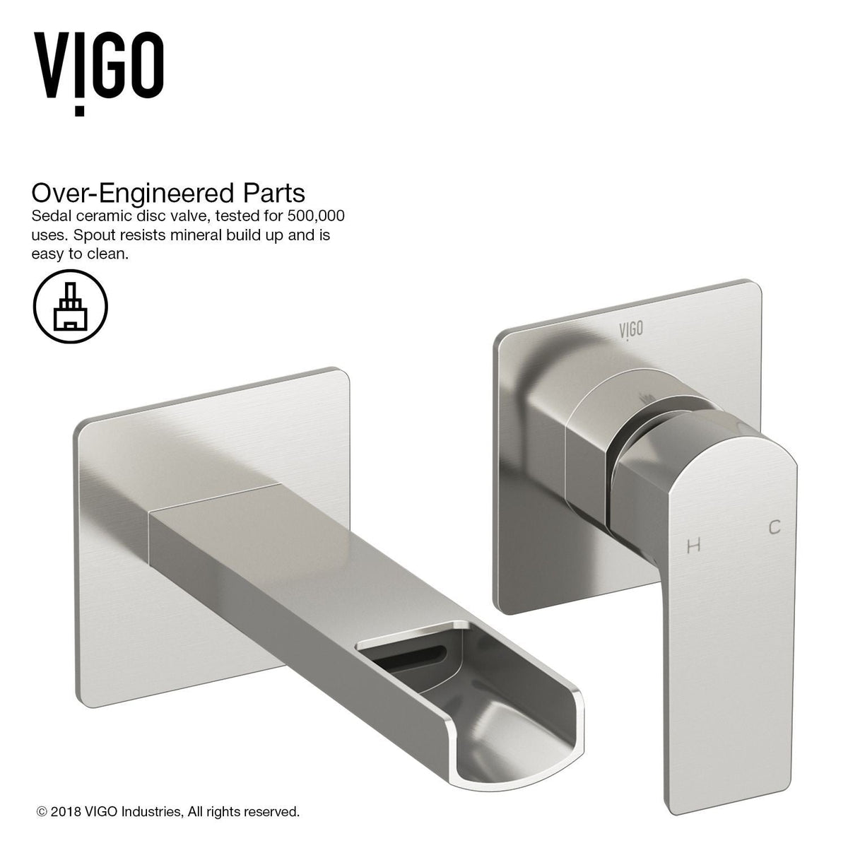 Atticus Brushed Nickel Wall Mount Bathroom Faucet