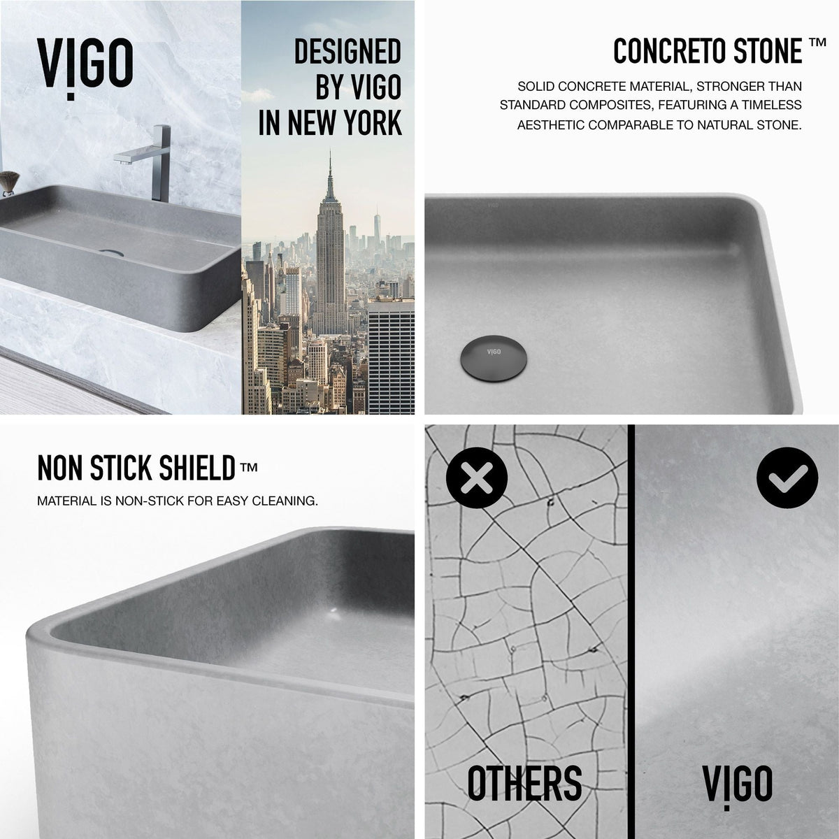 Basilica Gothic 23x14-in Deep Grey Bathroom Sink/Basin with Rectangular Vessel