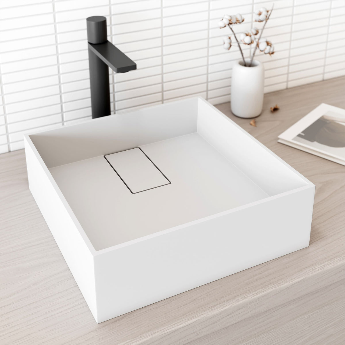 Bryant 15x15-in Deep White Bathroom Sink/Basin with Square Vessel