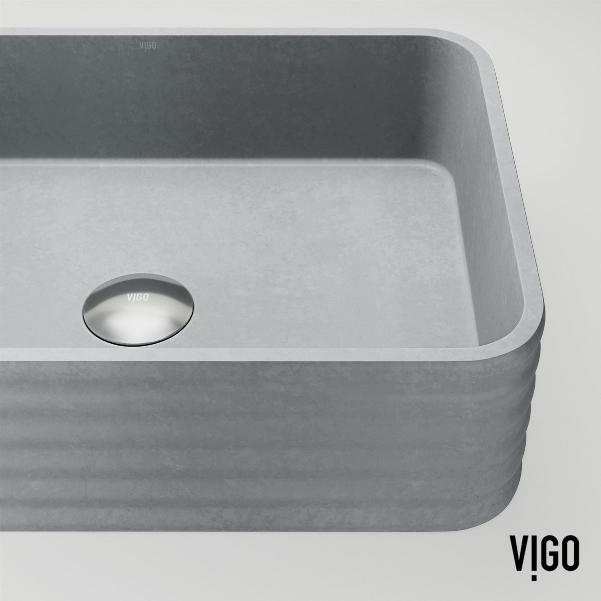 Cadman 18-in Deep Grey Bathroom Sink/Basin with Rectangular Fluted Vessel