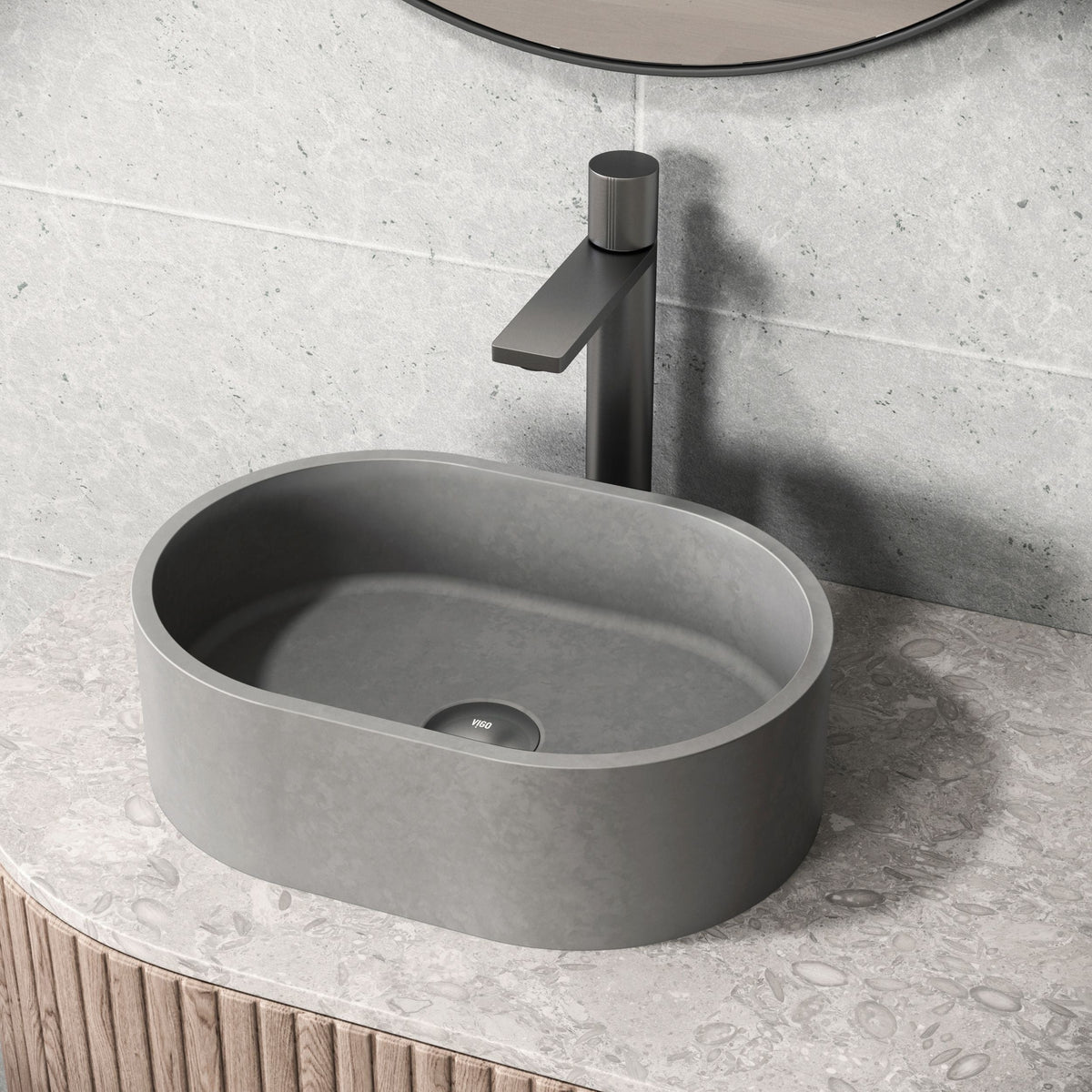 Giralda Gothic 16x11-in Deep Grey Bathroom Sink/Basin with Rectangular Vessel