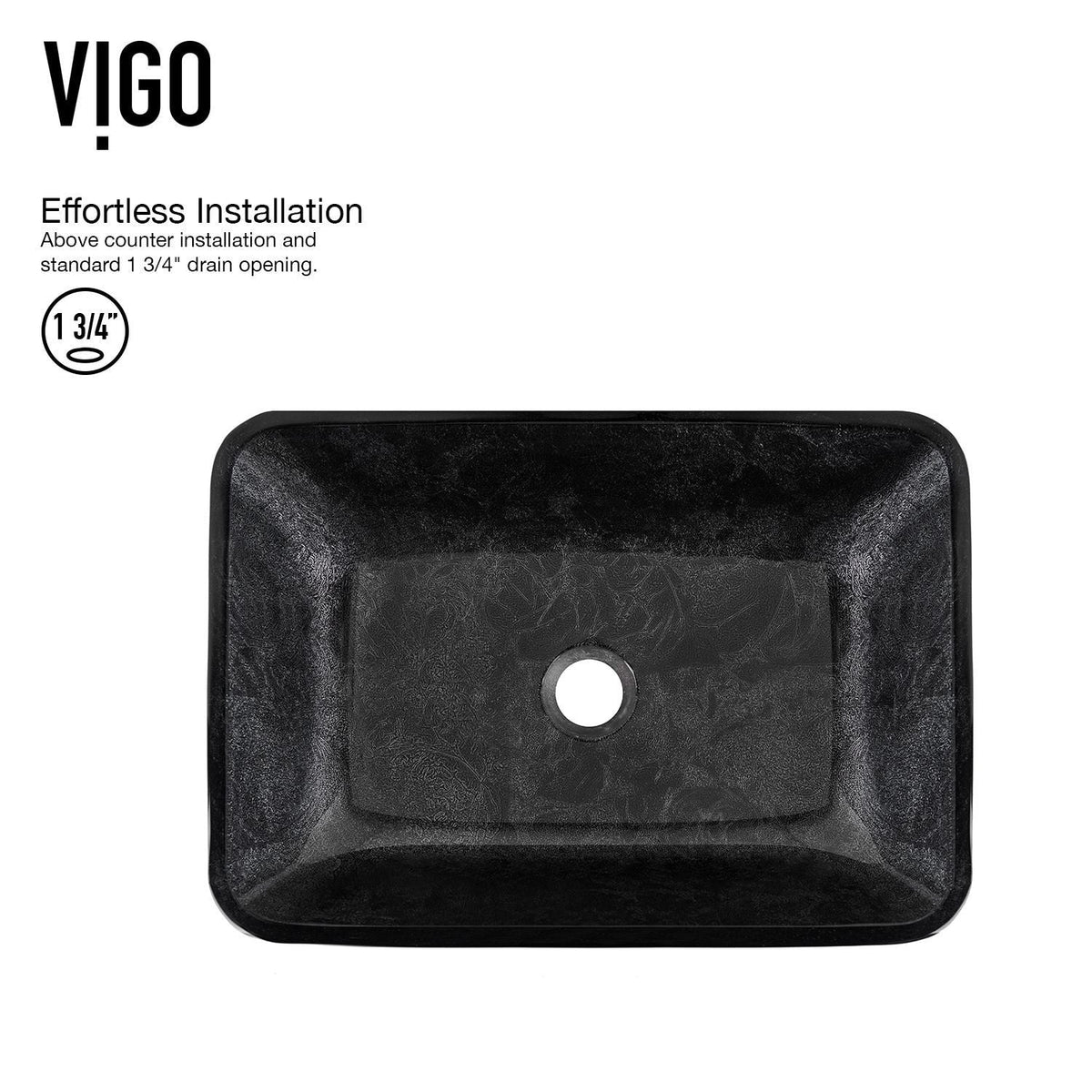 Glass Grey Onyx Bathroom Sink/Basin Set with Lexington Faucet and Rectangular Vessel