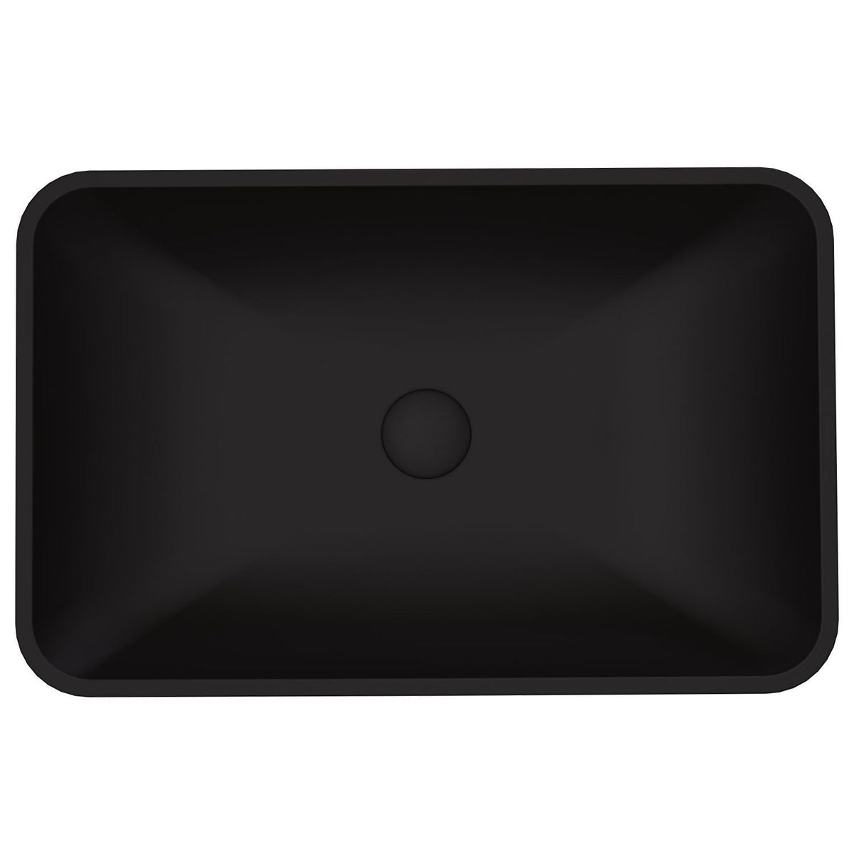 Hadyn Glass Rectangular Vessel Bathroom Sink/Basin with Rounded Edges & Deep Bowl, Black