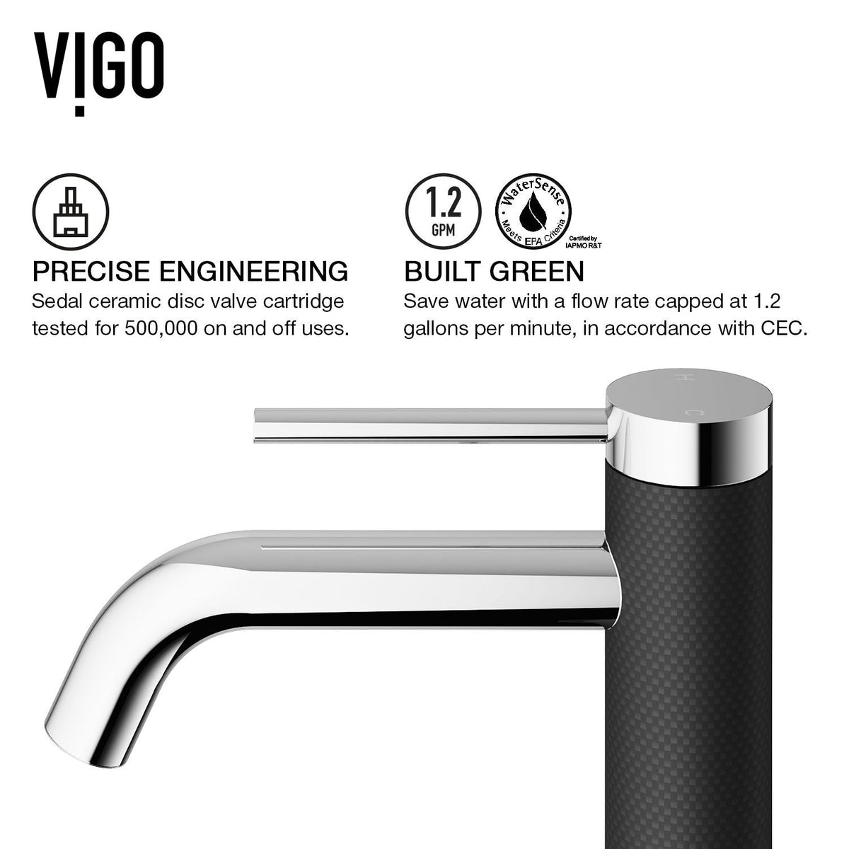 Lexington Single Handle Vessel Sink Bathroom Faucet with cFiber Body, Chrome