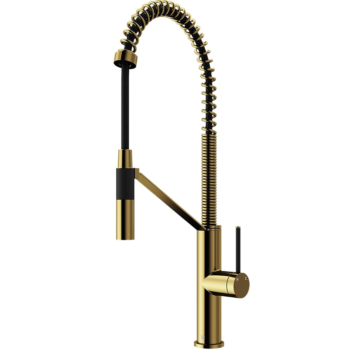 Livingston Single Handle Magnetic Pull Down Sprayer Kitchen Faucet with cFiber, Matte Gold