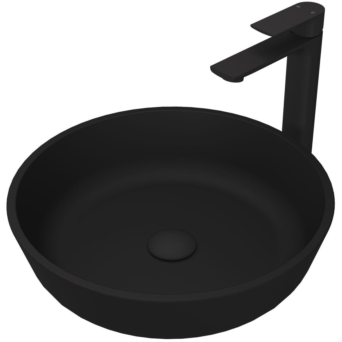 Modus Matte Black Bathroom Sink/Basin Set with Norfolk Faucet and Round Glass Vessel