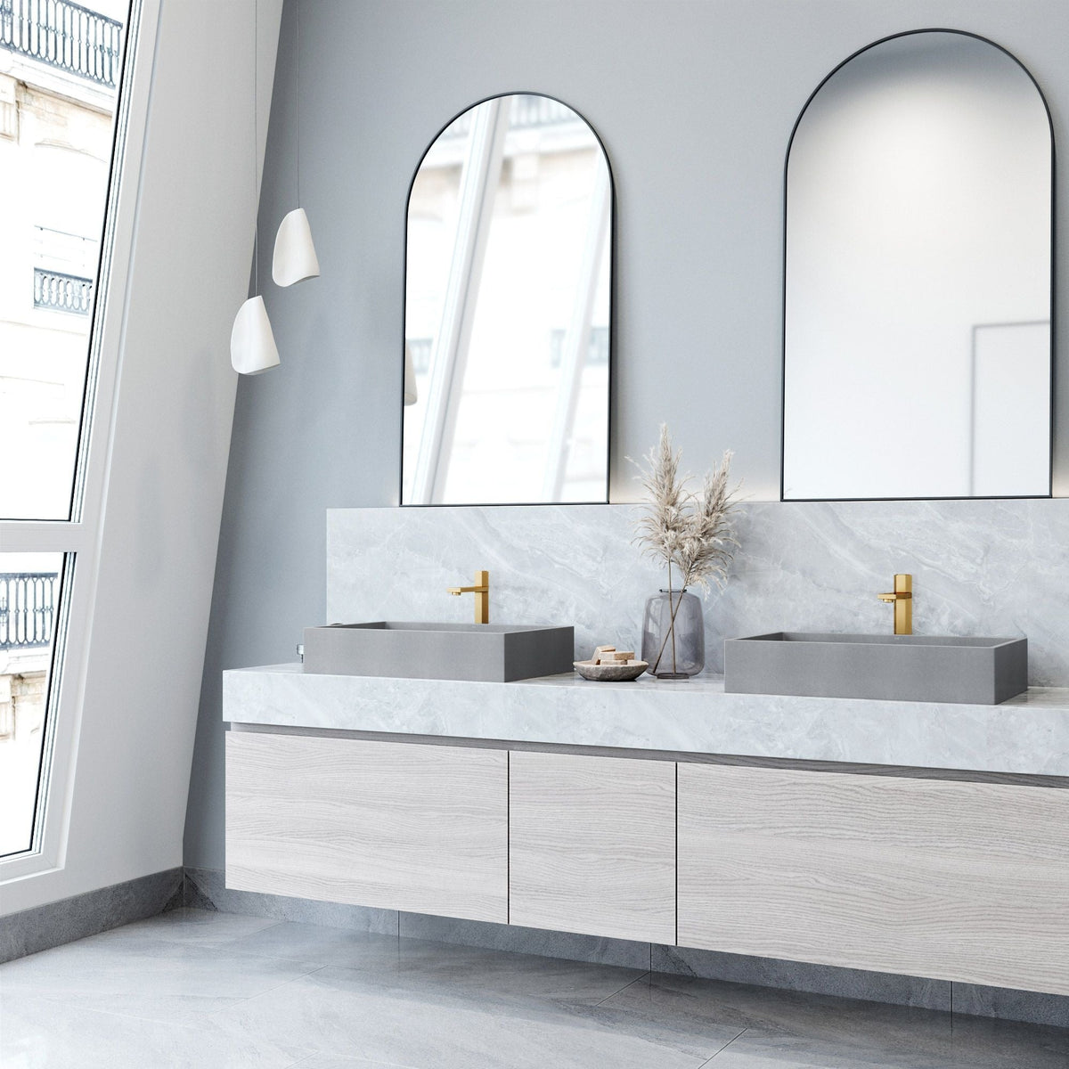Orvieto Gothic 24x15-in Deep Grey Bathroom Sink/Basin with Rectangular Vessel