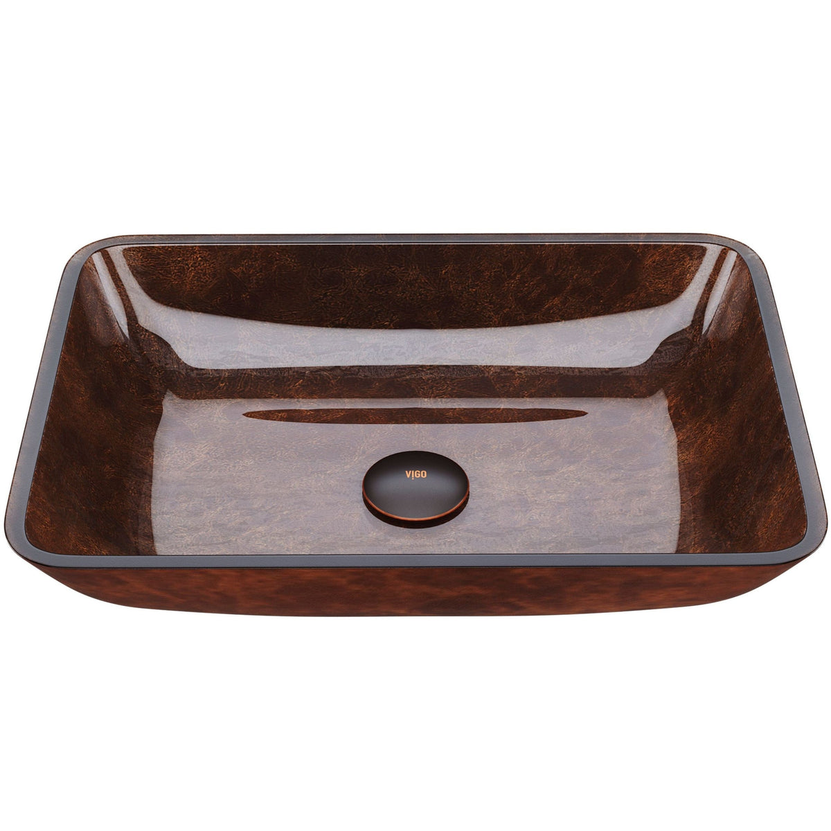 Rectangular Glass Vessel Bathroom Sink/Basin with Deep Bowl, Russet