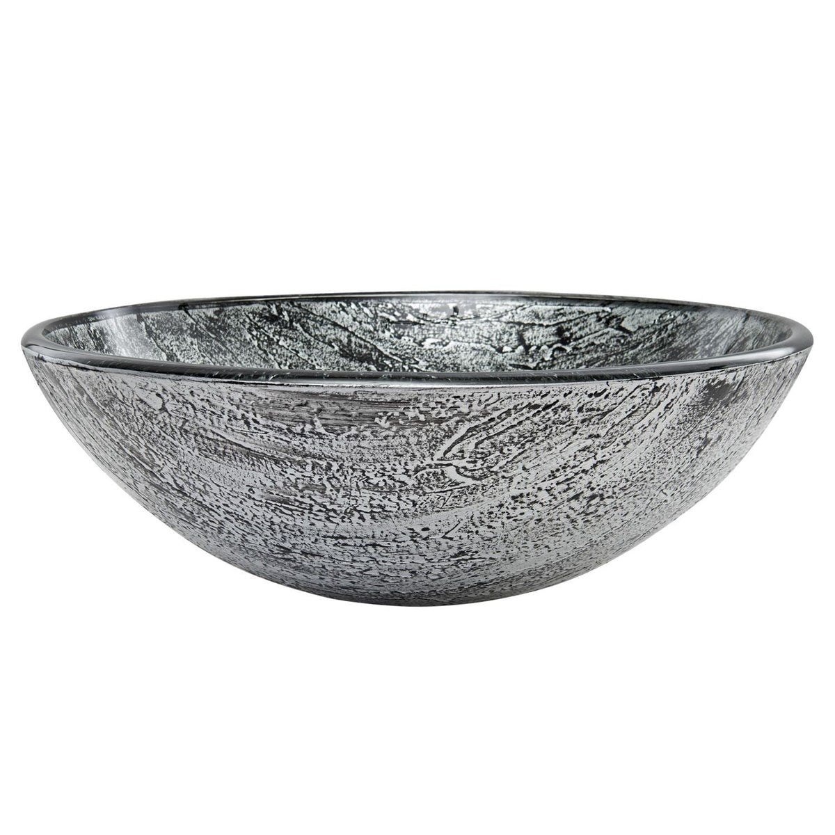Round Glass Vessel Bathroom Sink/Basin with Deep Bowl, Titanium