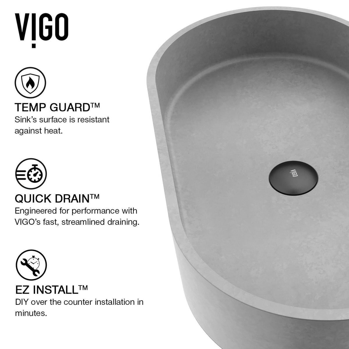 Sagrada Gothic 24x14-in Deep Grey Bathroom Sink/Basin with Rectangular Vessel