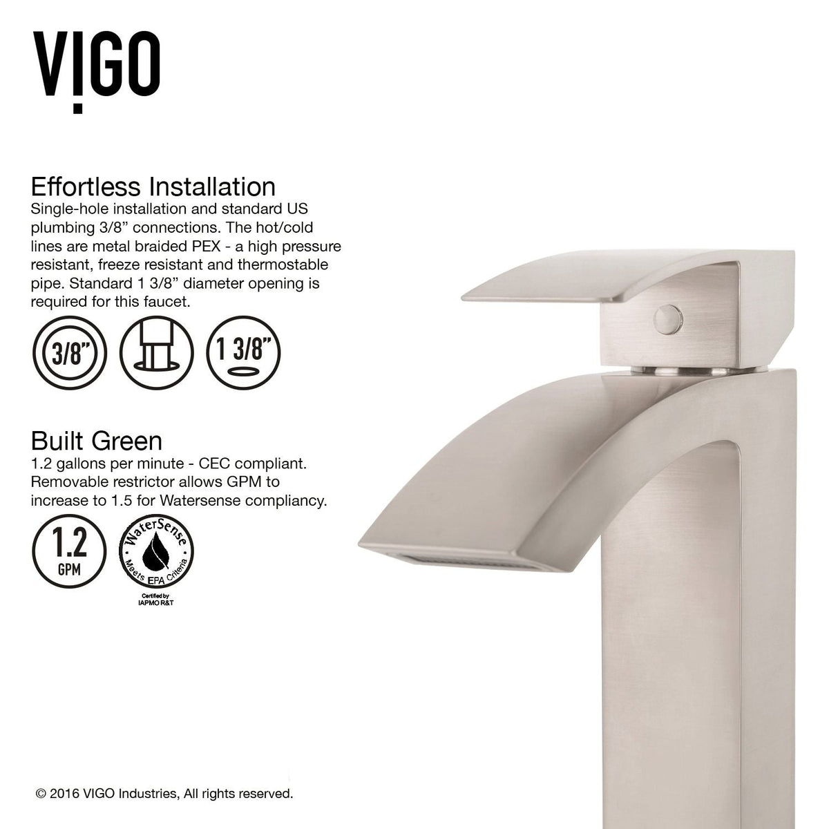 Satro Single Handle Single Hole Bathroom Sink Faucet, WaterSense Certified, Brushed Nickel