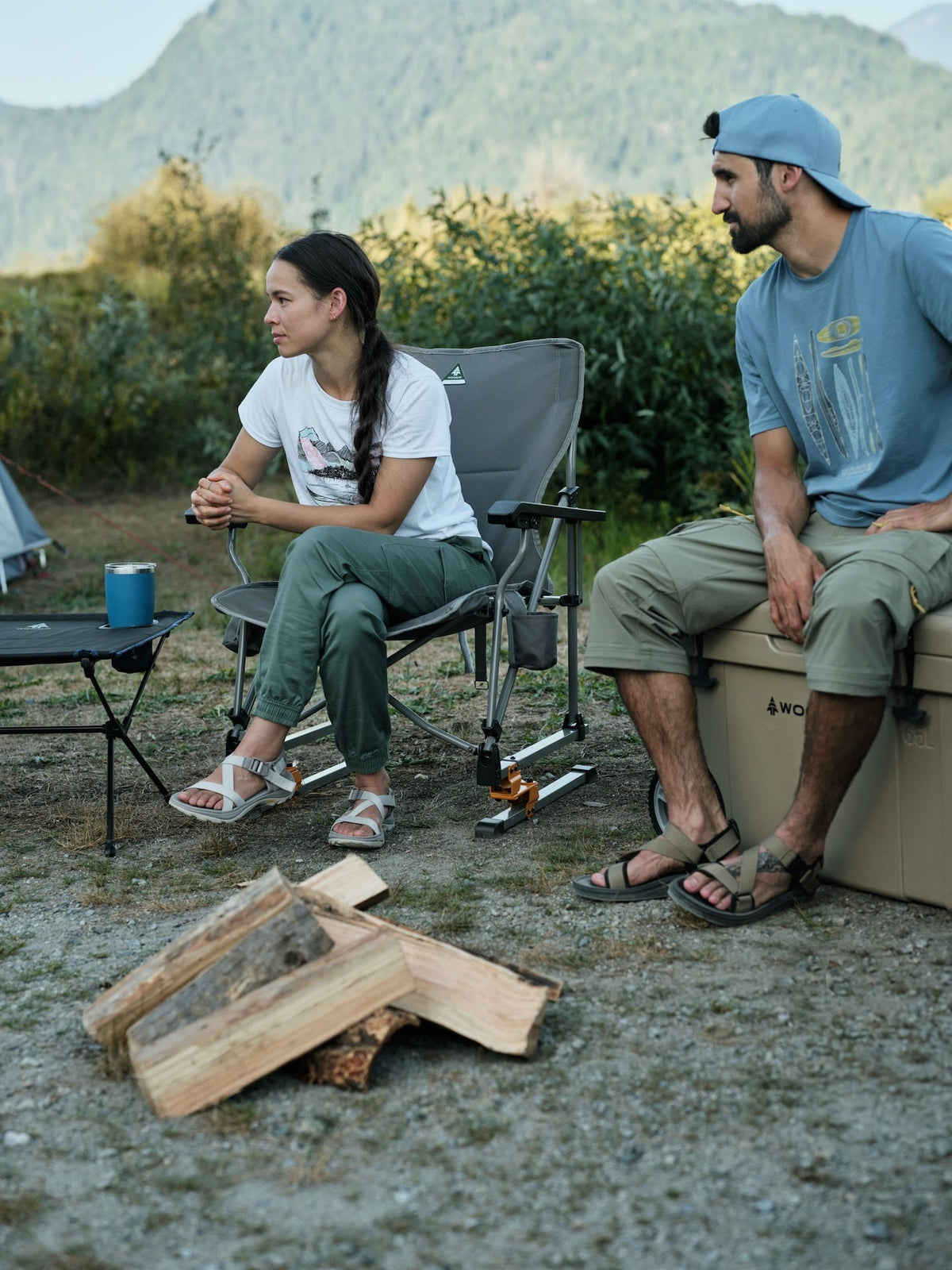 Woods Bonavista Folding Camp Rocker Chair, Grey