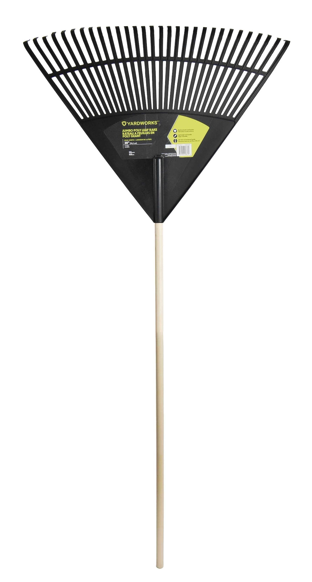 30-Tine Jumbo Leaf Rake with Hardwood Shaft, 30-in