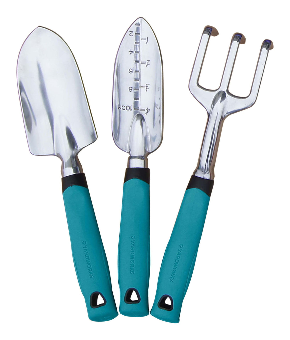 Aluminium Garden Tool Set with Rubber Handles, Assorted Colours, 3-pc