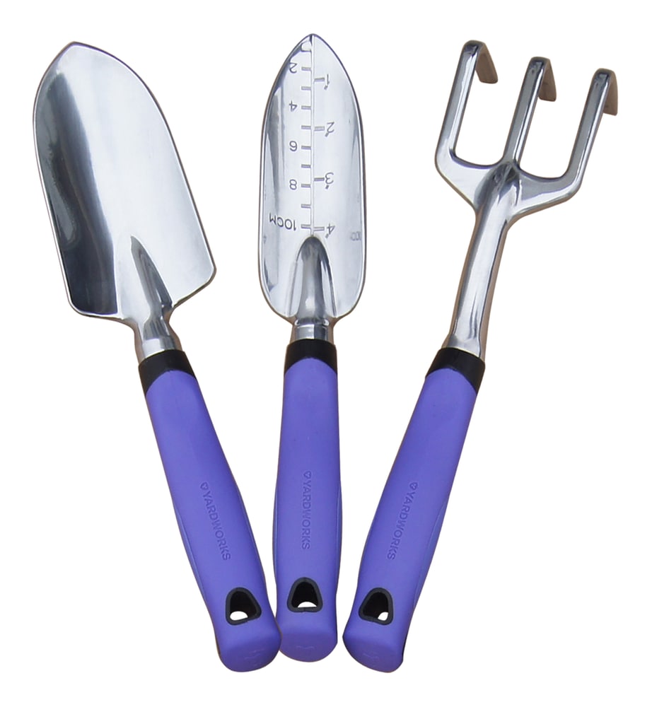 Aluminium Garden Tool Set with Rubber Handles, Assorted Colours, 3-pc
