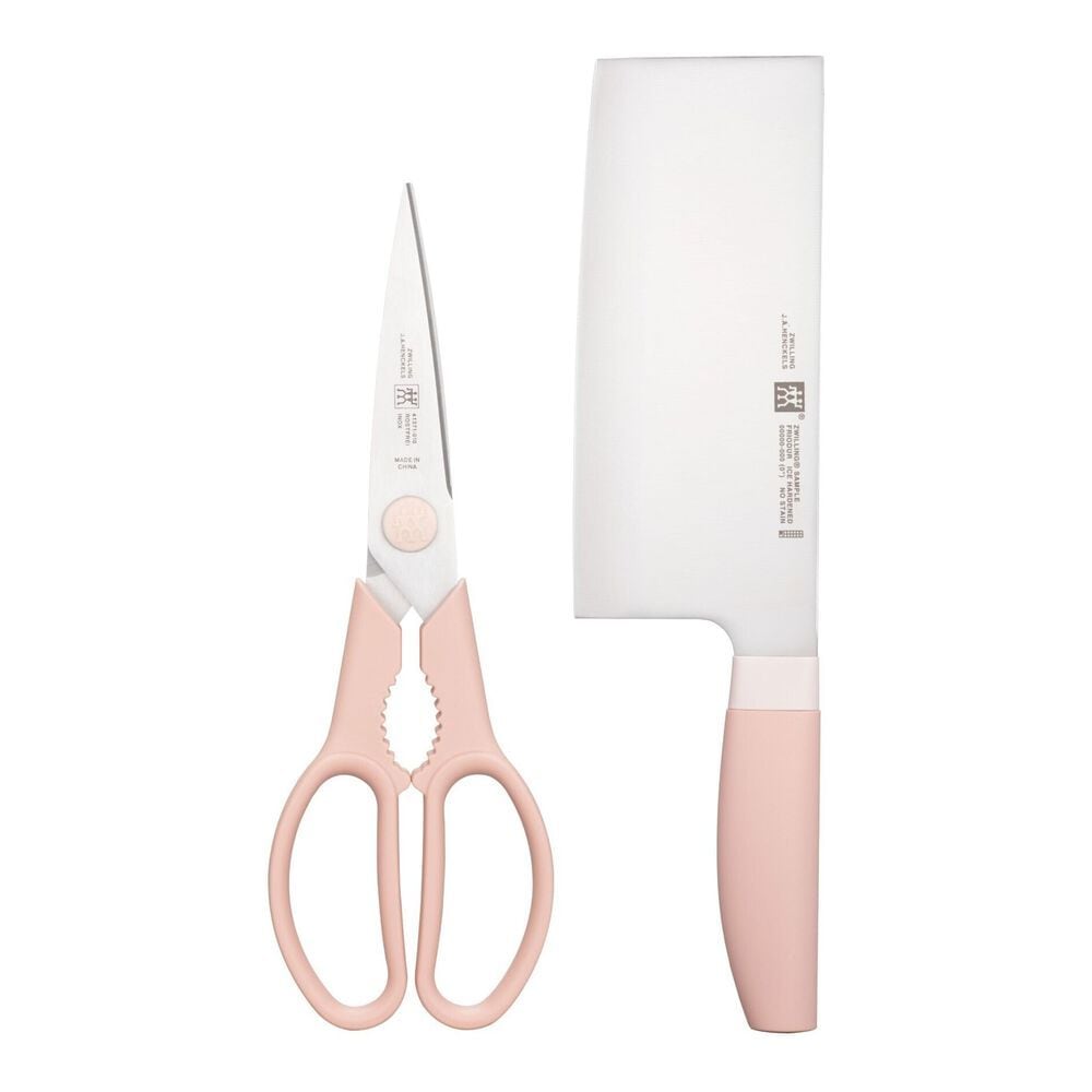 Multi-Purpose Stainless Steel Scissors & Knife Set, Pink, 2-pc