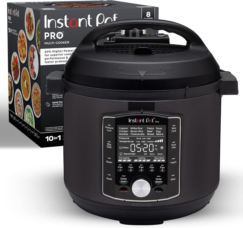 10-in-1 Pressure Cooker, Slow Cooker, Rice/Grain Cooker, Steamer, Sauté, Sous Vide, Yogurt Maker, Sterilizer, and Warmer, Includes App With Over 800 Recipes, Black E4547