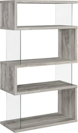 Home products company Amelier 63-inch 4-layer glass panel bookshelf in brown pine color