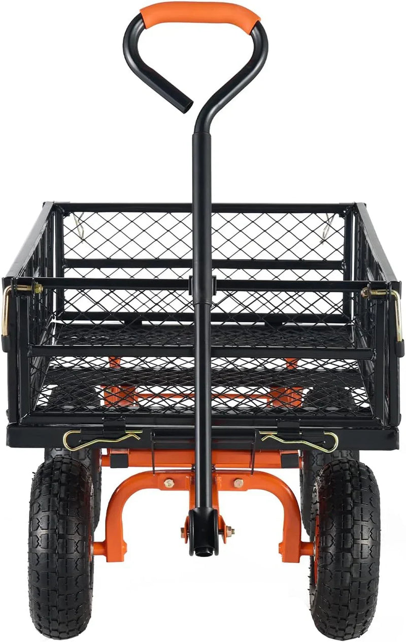 Garden Dump Cart, Heavy Duty Garden Wagon Yard Dump Wagon with Removable Sides, Convert to Flatbed, Utility Liner, 10in All Terrain Wheels V8229