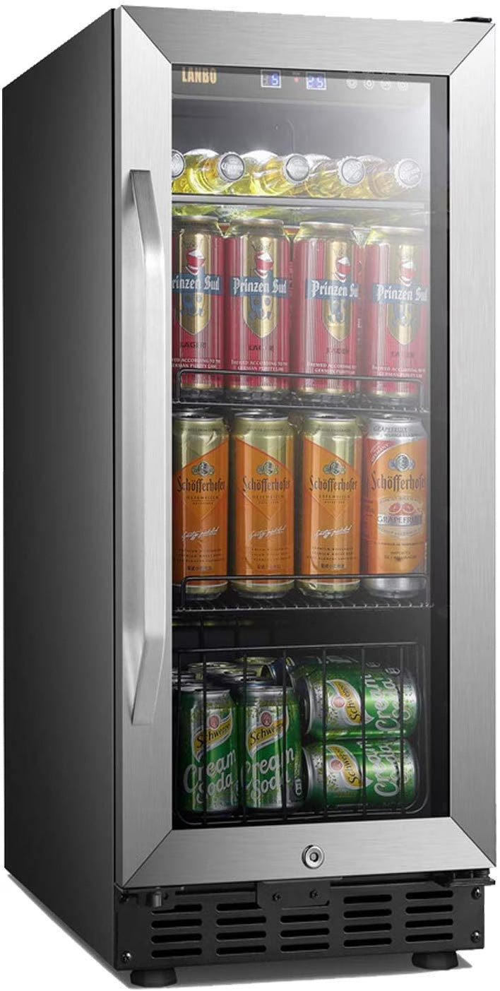 Lanbo 76 Cans Under Counter Compressor Beverage Cooler Refrigerator, 15 inch Width Y1169