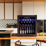 Refrigerator Cooler-120 Cans Freestanding Mini Fridge Cooler with Glass Door, Adjustable Shelves & Digital Temperature Display for Soda, Wine or Beer (Black, 3.2 Cu.Ft)